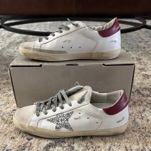 White and Red Sneakers with Glitter Star